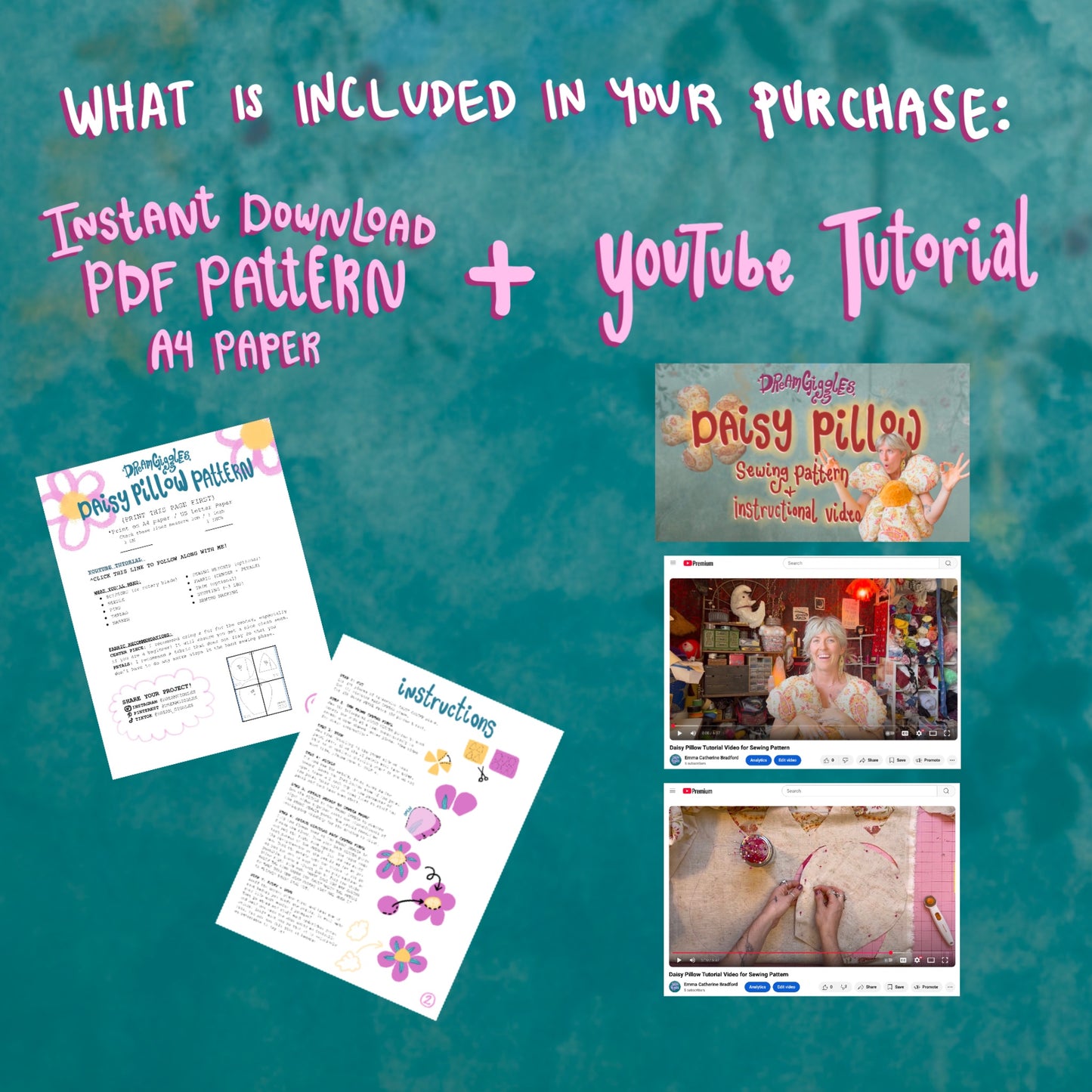 Daisy Pillow Sewing Pattern