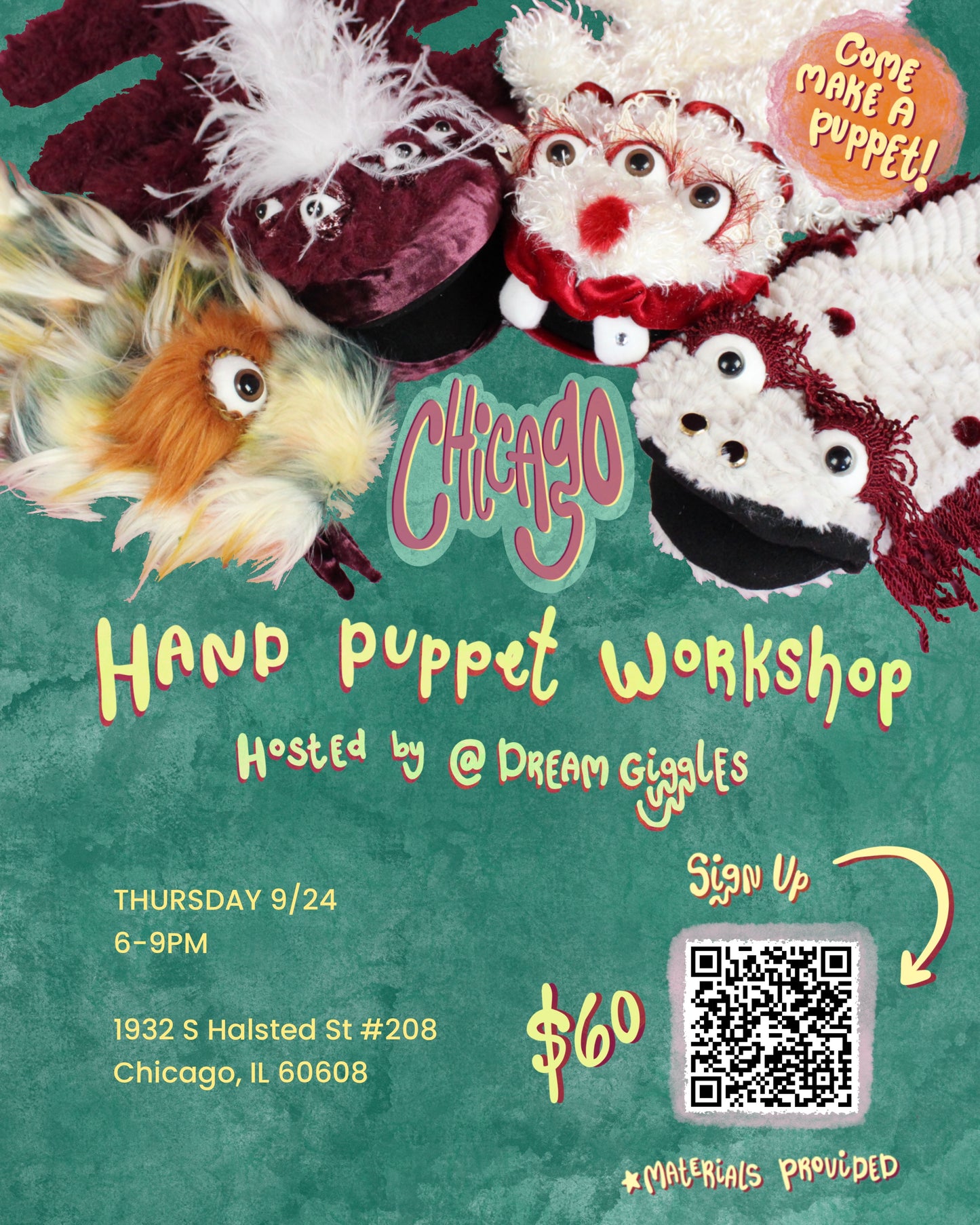 9/24 Chicago Hand Puppet Workshop!